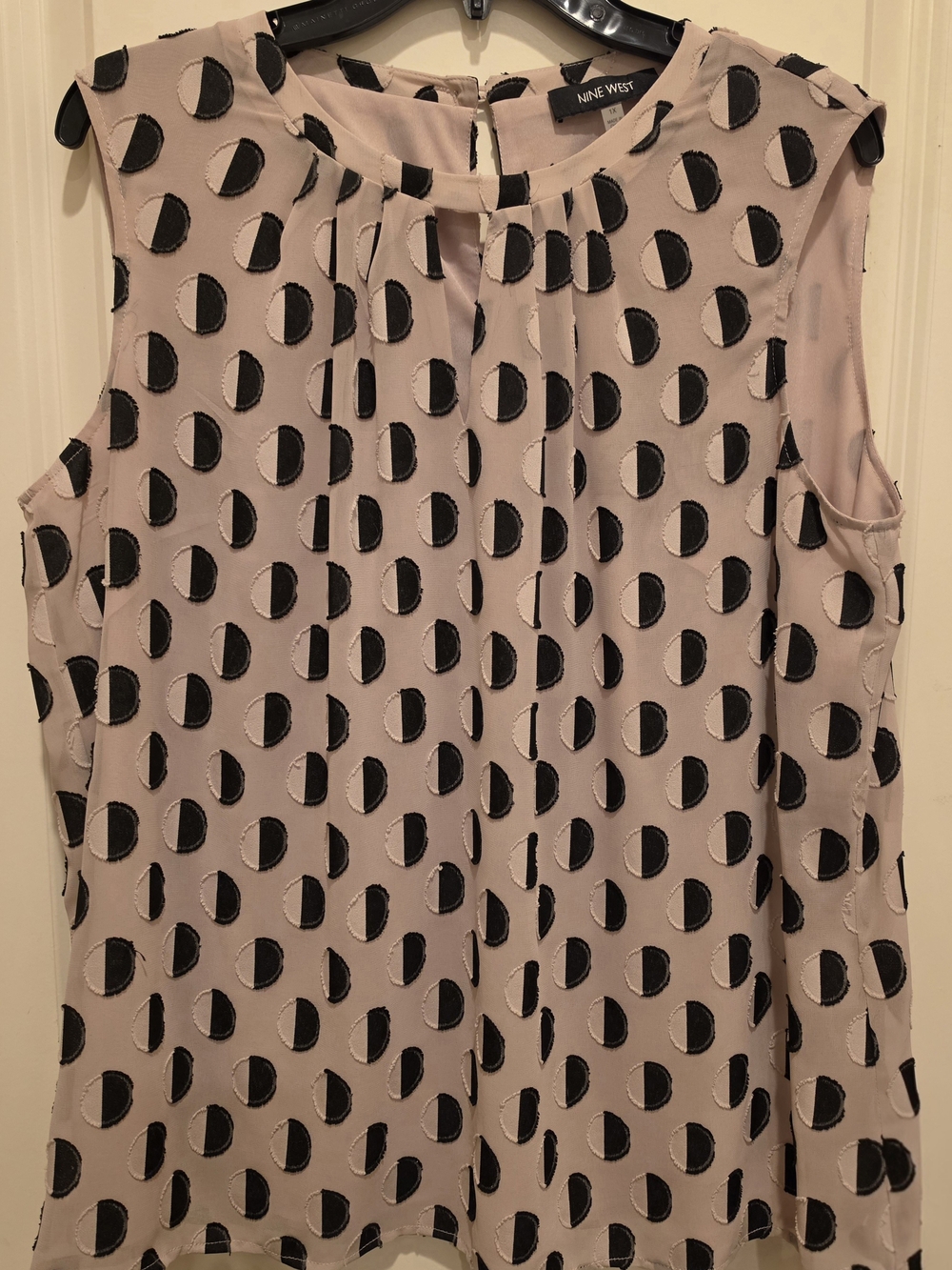 Nine West Blush Sleeveless Dot-Print Camisole with Black Accents